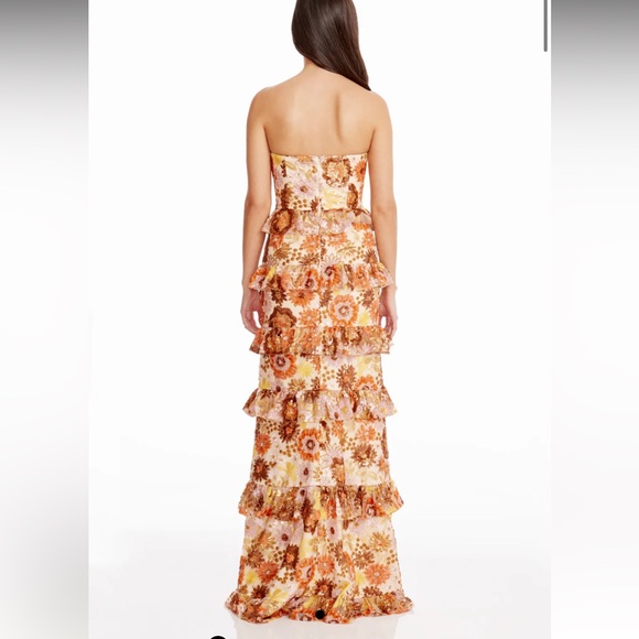 New Dress The Population Siriana Sequin Ruffle Gown S - Picture 4 of 10